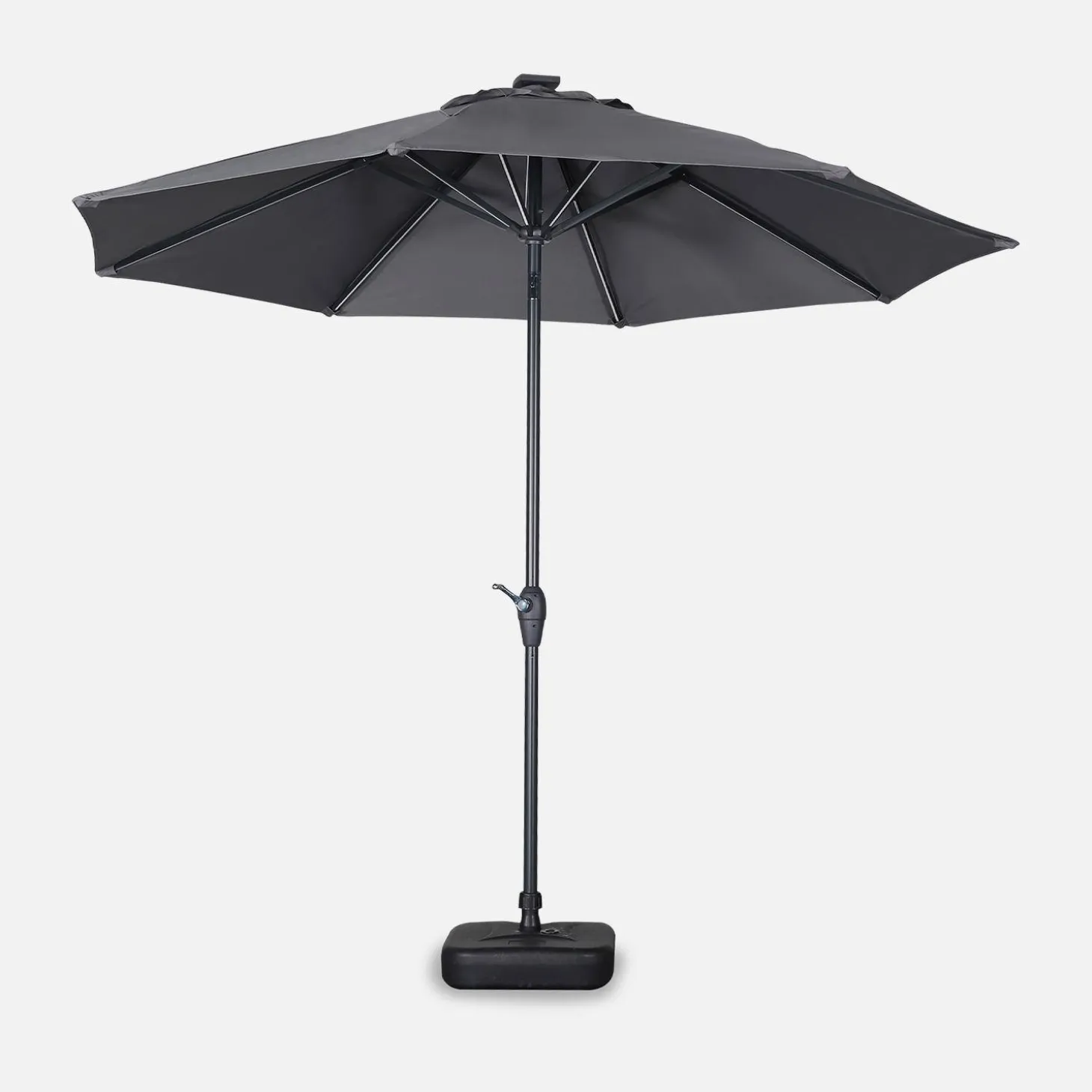 2.7m round centre pole parasol with integrated LED lights