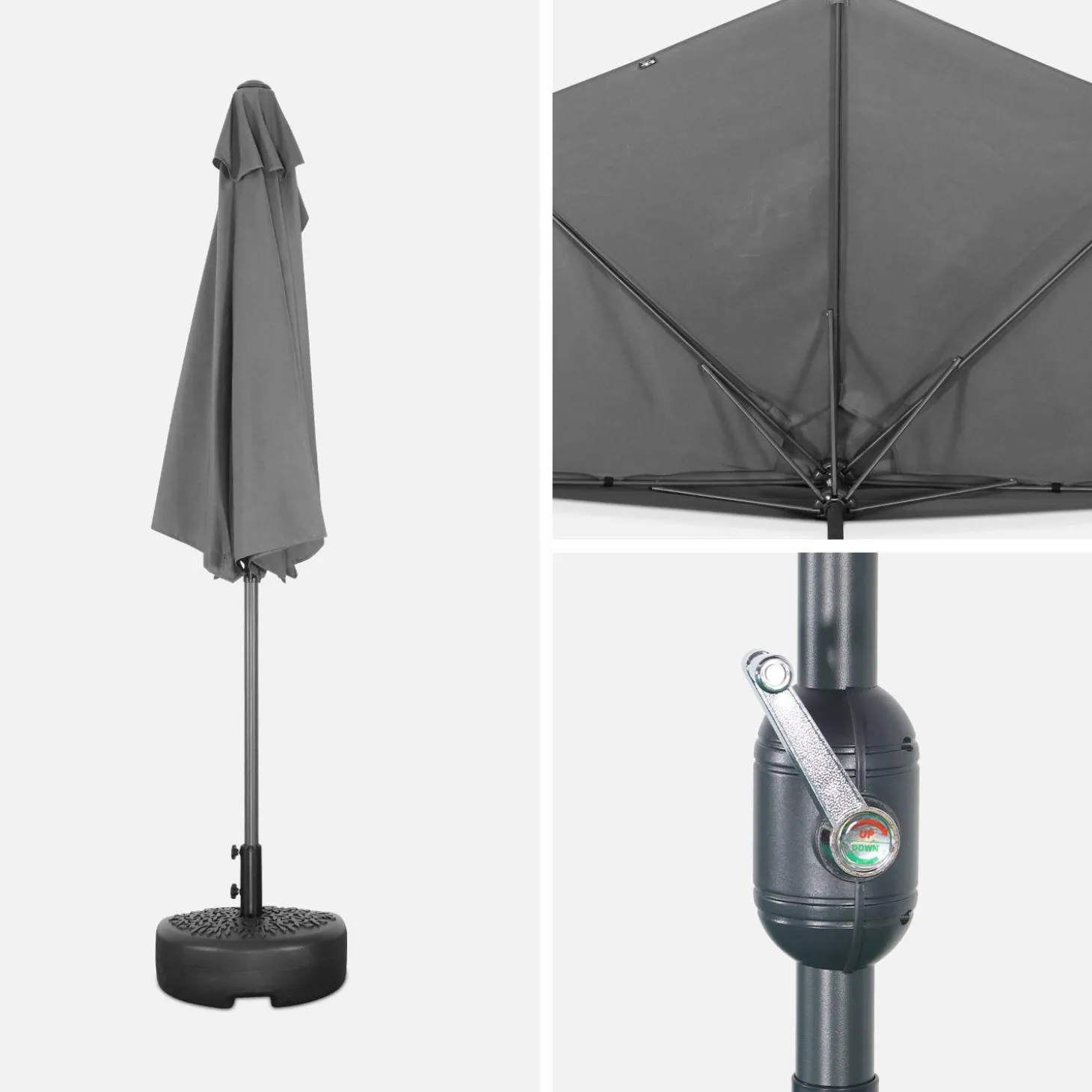 2.5m round half parasol for balcony