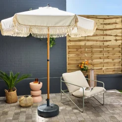 2m straight fringed steel parasol