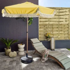 2m straight fringed steel parasol
