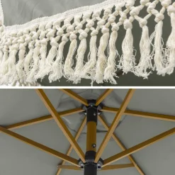 2m straight fringed steel parasol