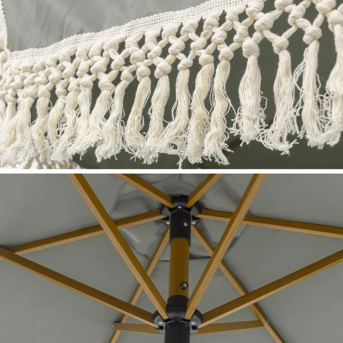 2m straight fringed steel parasol