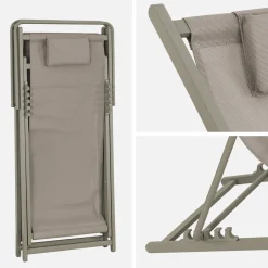 Multi-position folding steel chilienne with cushion (set of 2)