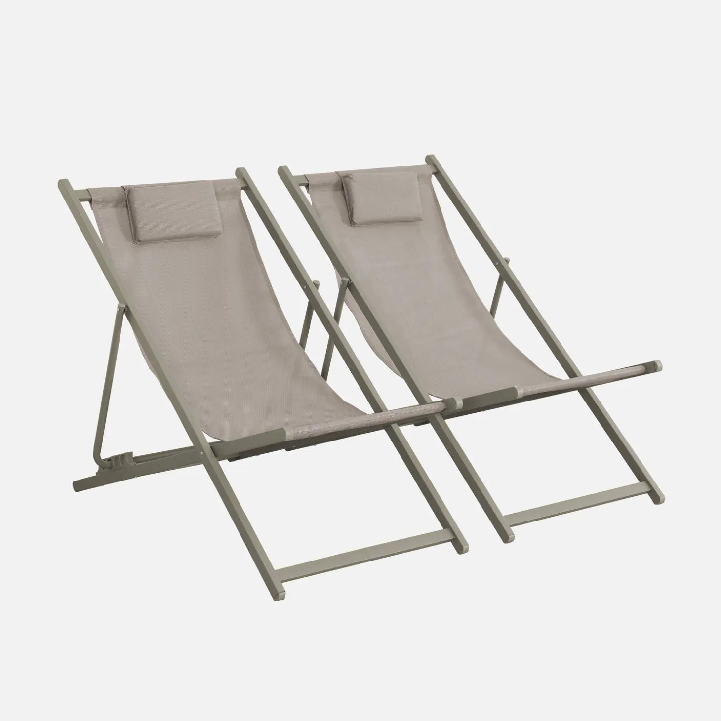 Multi-position folding steel chilienne with cushion (set of 2)