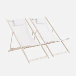 Multi-position folding steel chilienne with cushion (set of 2)