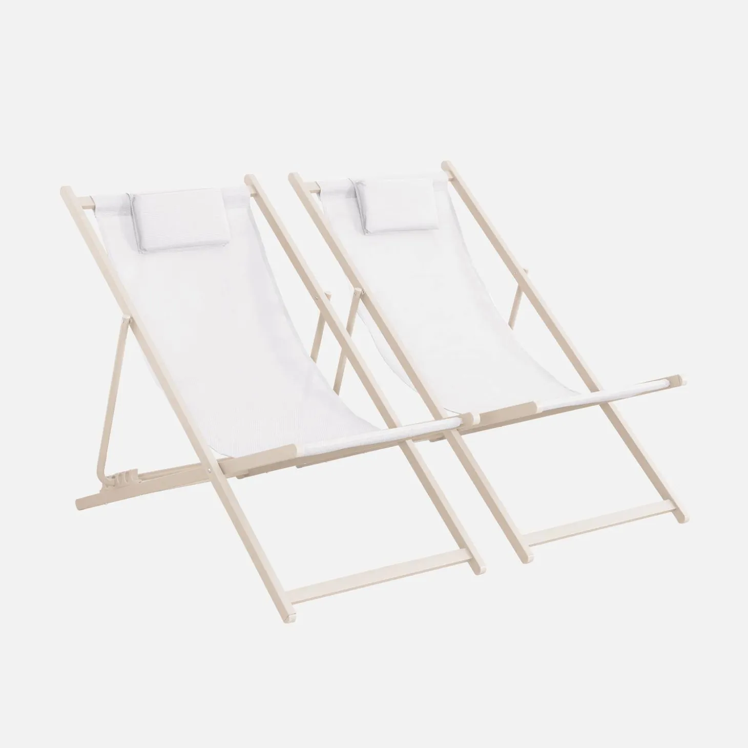 Multi-position folding steel chilienne with cushion (set of 2)