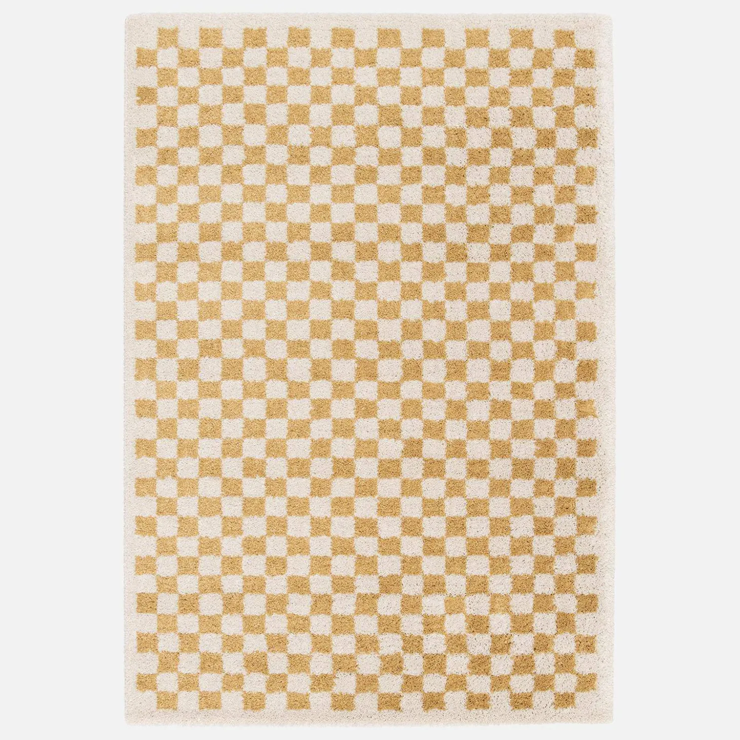 Mustard yellow and cream interior checkerboard rug