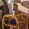 Natural curved rattan bedside table 1 shelf 1 cubby