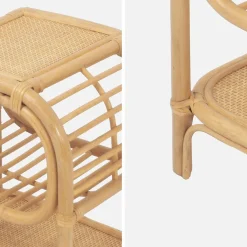 Natural curved rattan bedside table 1 shelf 1 cubby