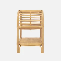 Natural curved rattan bedside table 1 shelf 1 cubby
