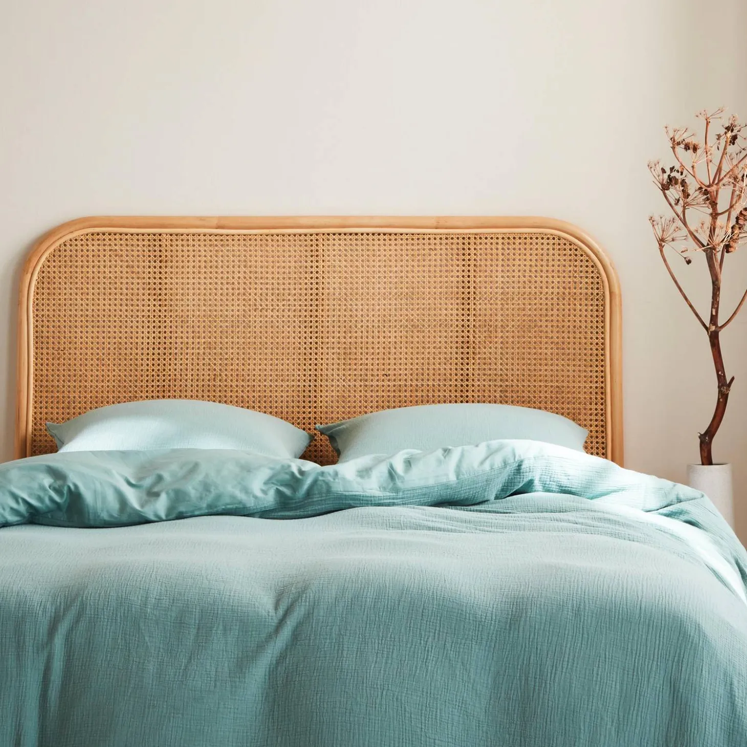 Natural rattan and cane headboard