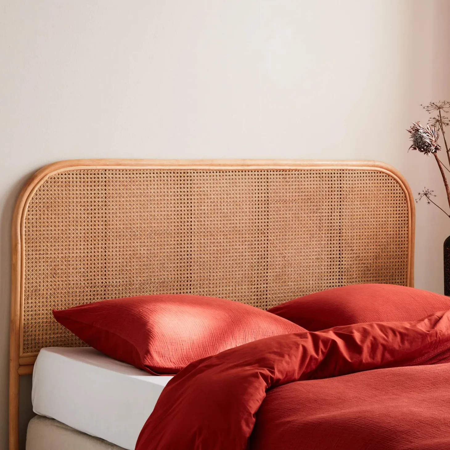 Natural rattan and cane headboard