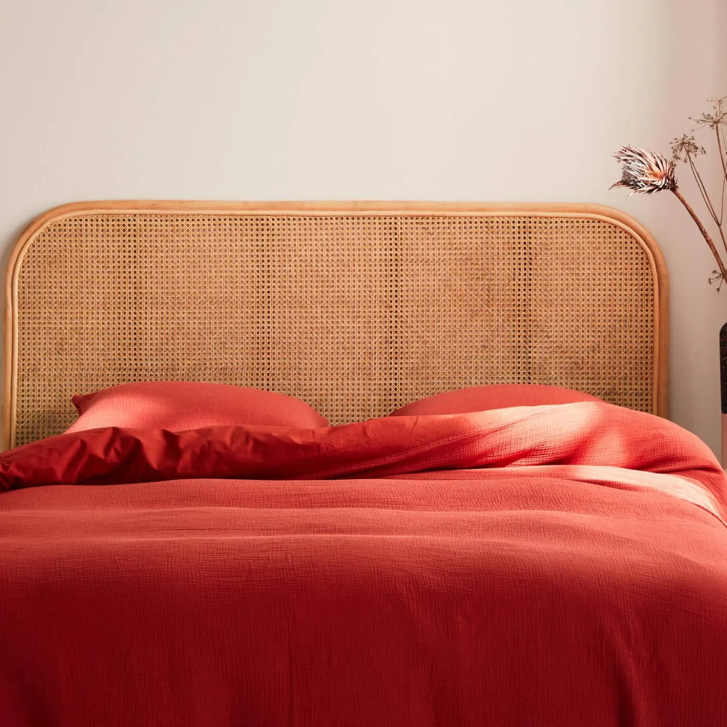 Natural rattan and cane headboard