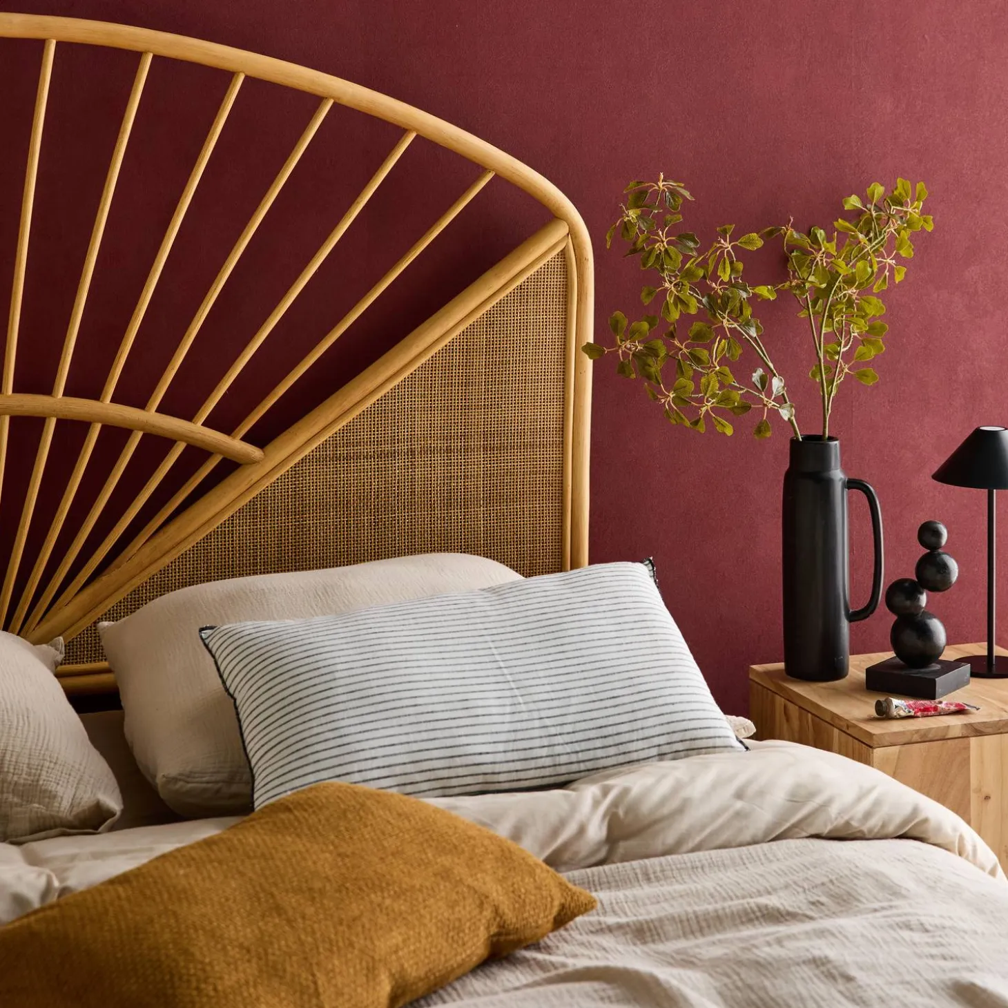Natural rattan and cane headboard