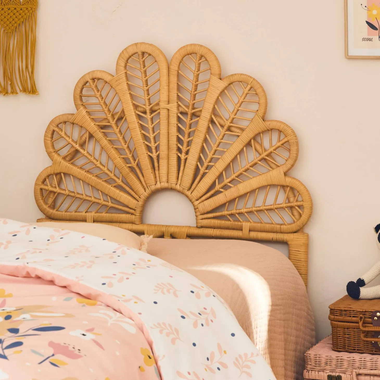 Natural rattan headboard