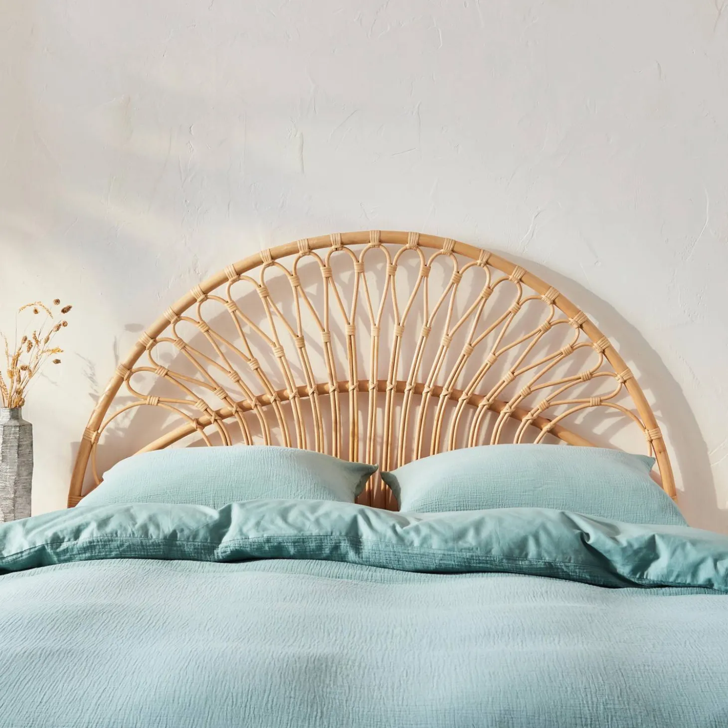 Natural rattan headboard