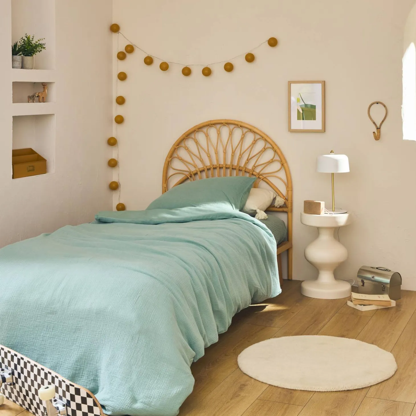 Natural rattan headboard