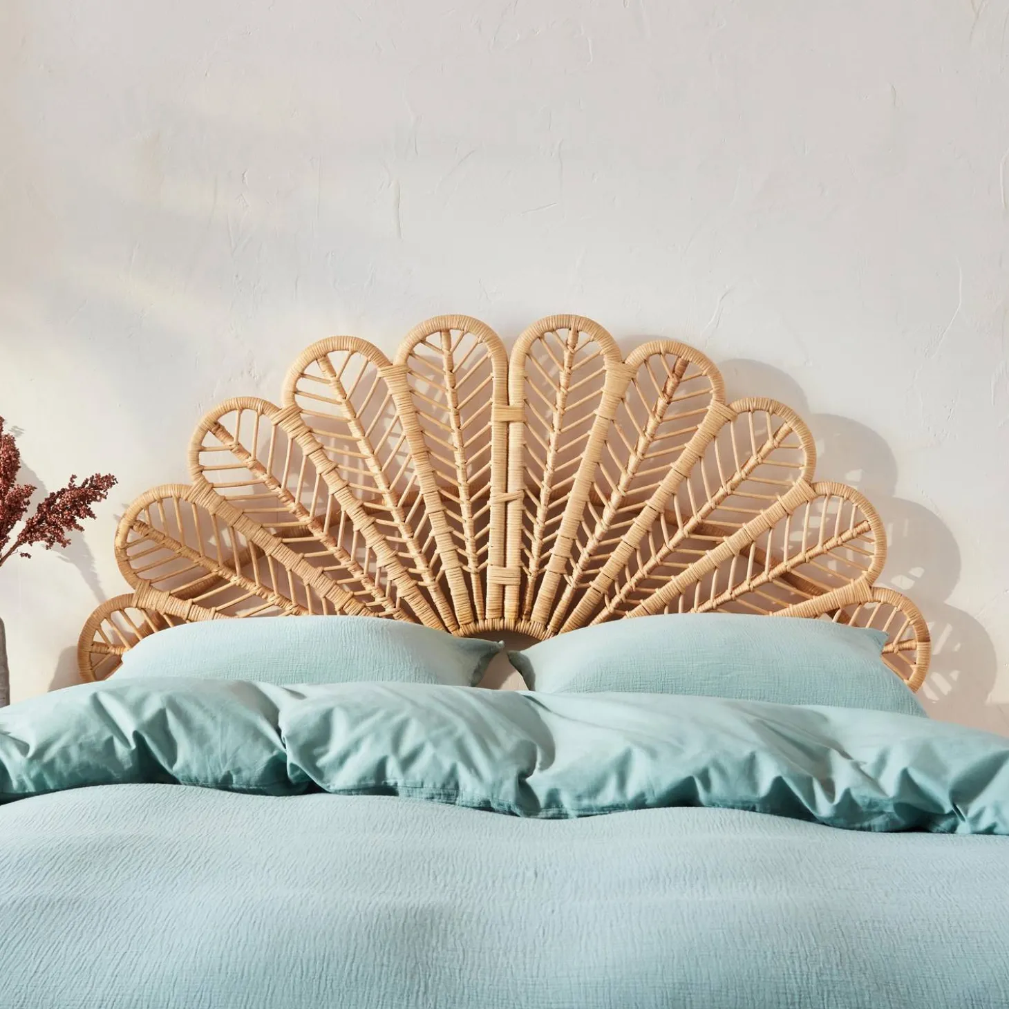 Natural rattan headboard