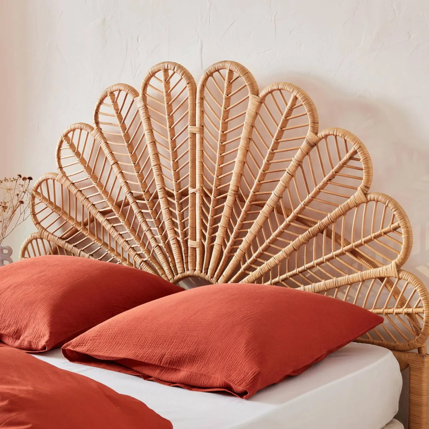 Natural rattan headboard