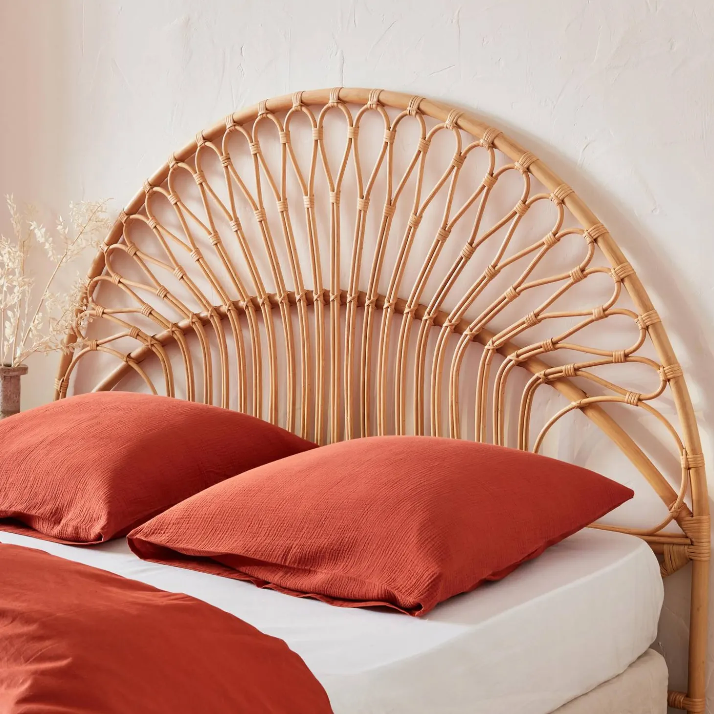 Natural rattan headboard