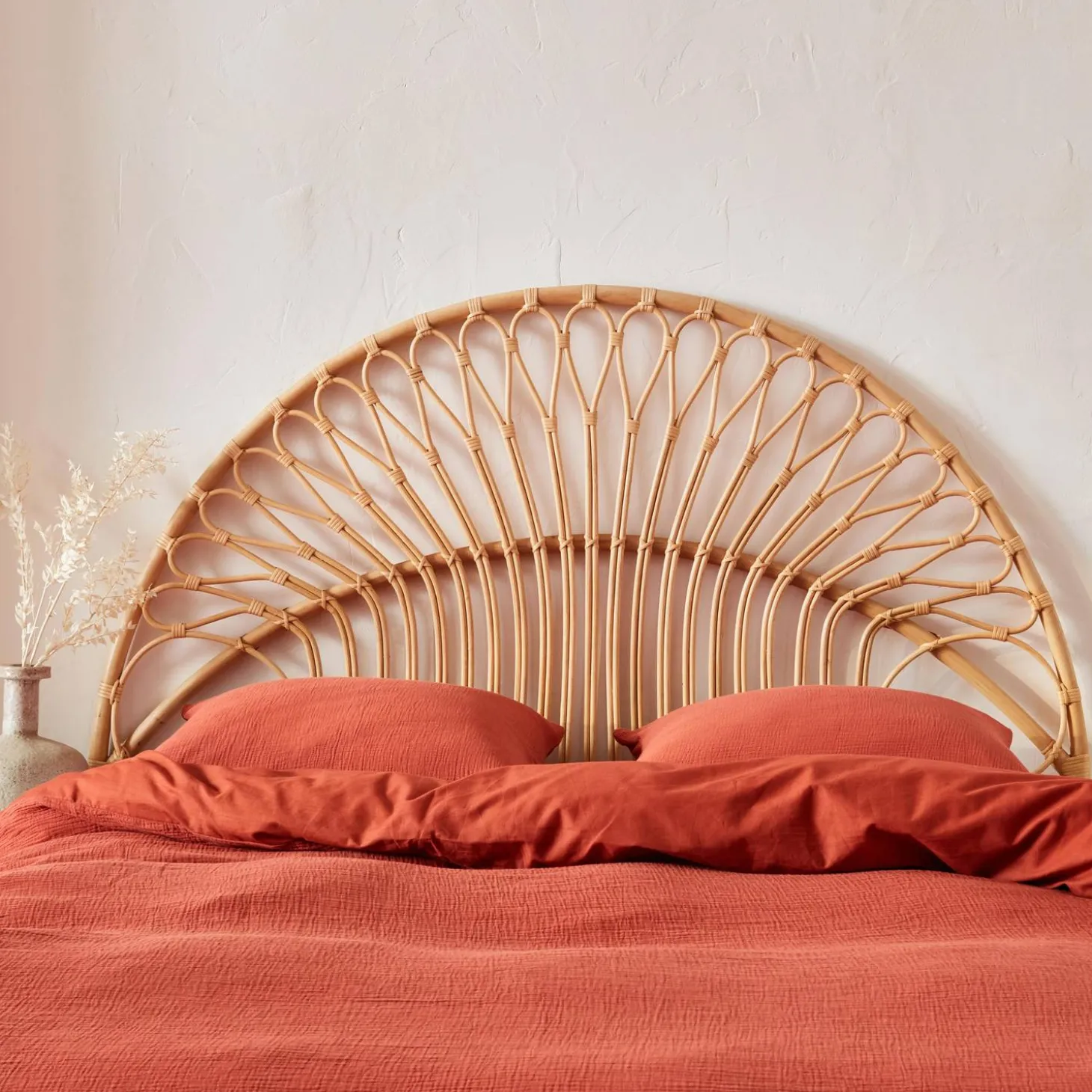 Natural rattan headboard