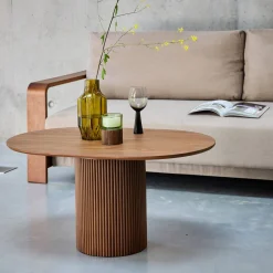 Oblong coffee table with carved wood effect
