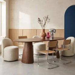 Oblong dining table for 8 people wood decor