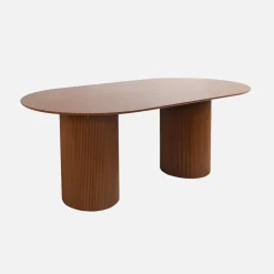 Oblong dining table with carved wood effect, seats 4-6, 180cm