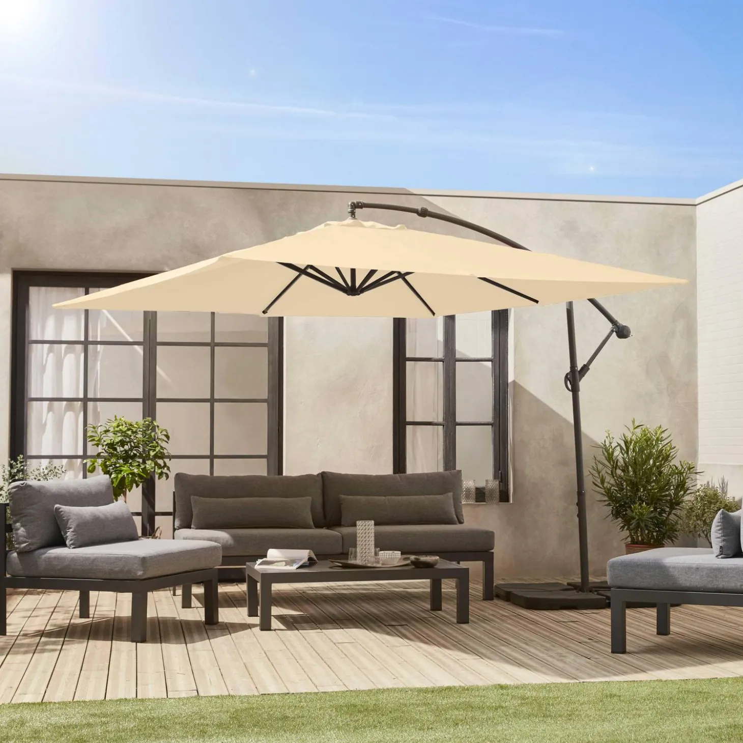 Offset square parasol 3x3m