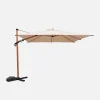 Offset square parasol 3x3m, wood effect pole