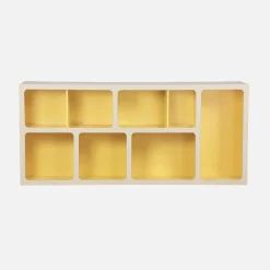 Organic bookshelf with two-tone wood decor 8 compartments