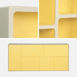 Organic bookshelf with two-tone wood decor 8 compartments