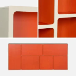 Organic bookshelf with two-tone wood decor 8 compartments