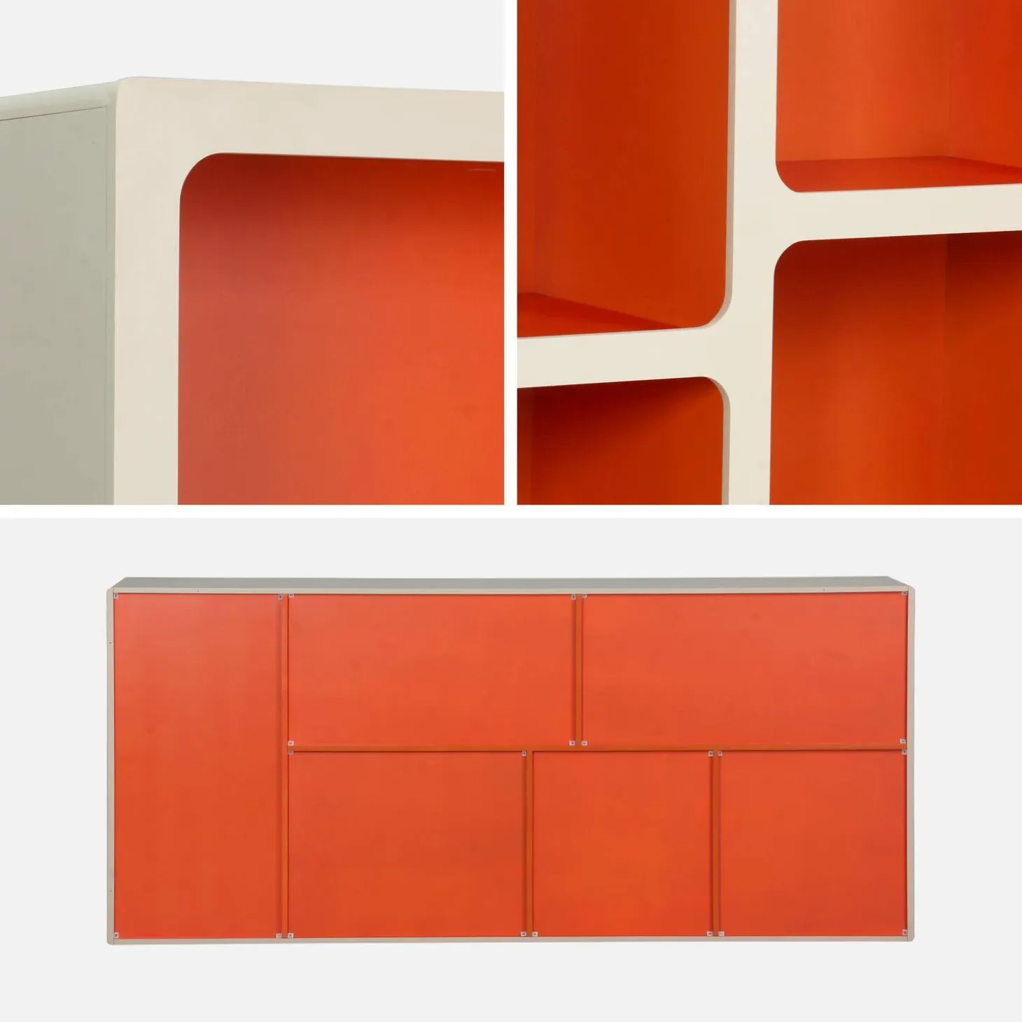 Organic bookshelf with two-tone wood decor 8 compartments