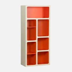 Organic bookshelf with two-tone wood decor 8 compartments
