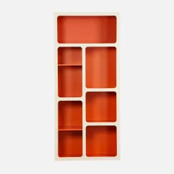 Organic bookshelf with two-tone wood decor 8 compartments