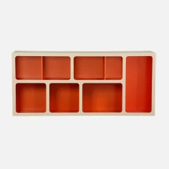 Organic bookshelf with two-tone wood decor 8 compartments