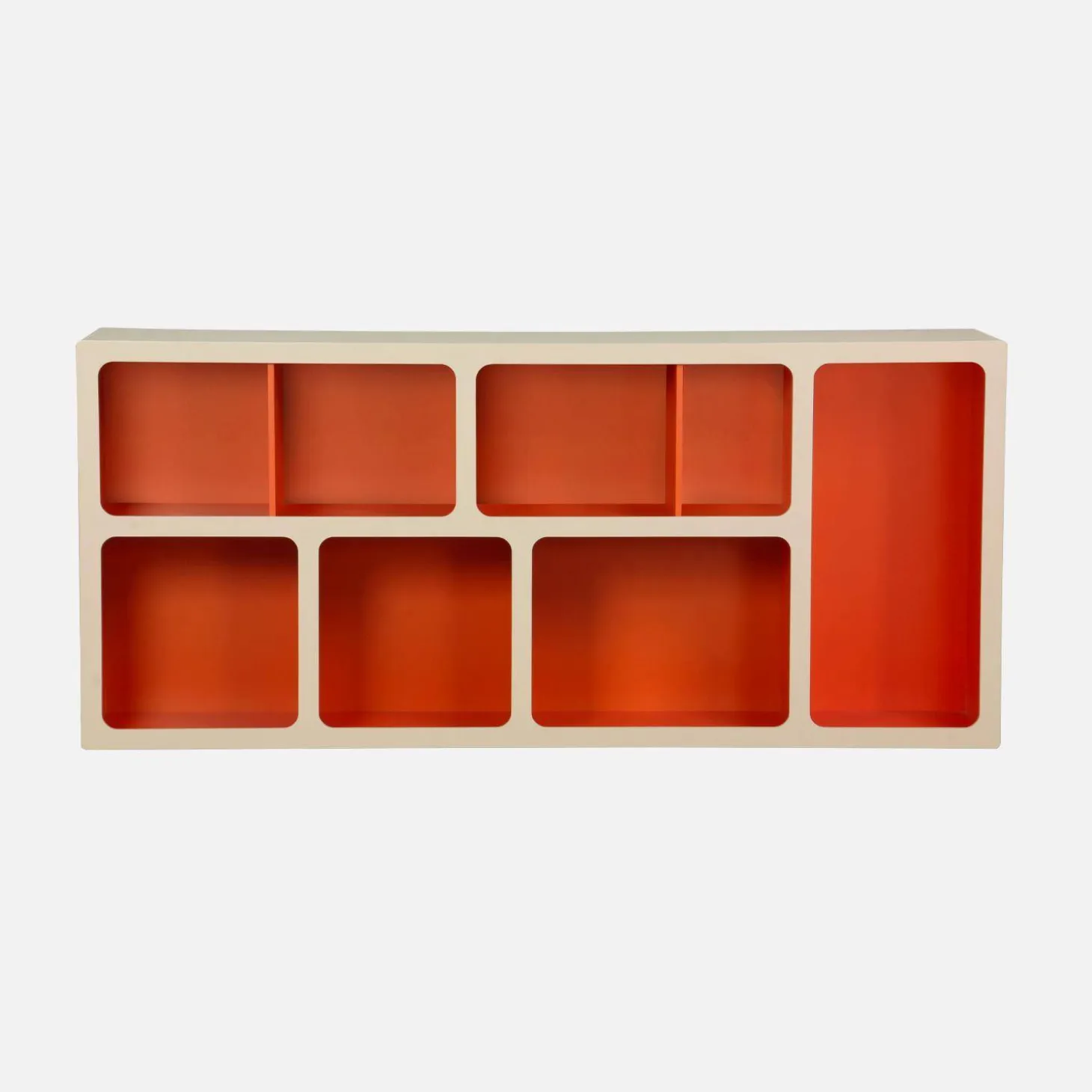 Organic bookshelf with two-tone wood decor 8 compartments