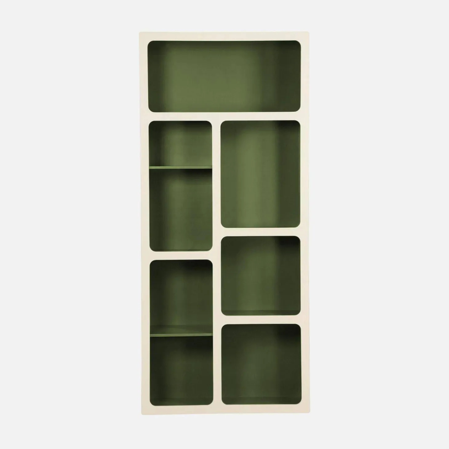 Organic bookshelf with two-tone wood decor 8 compartments