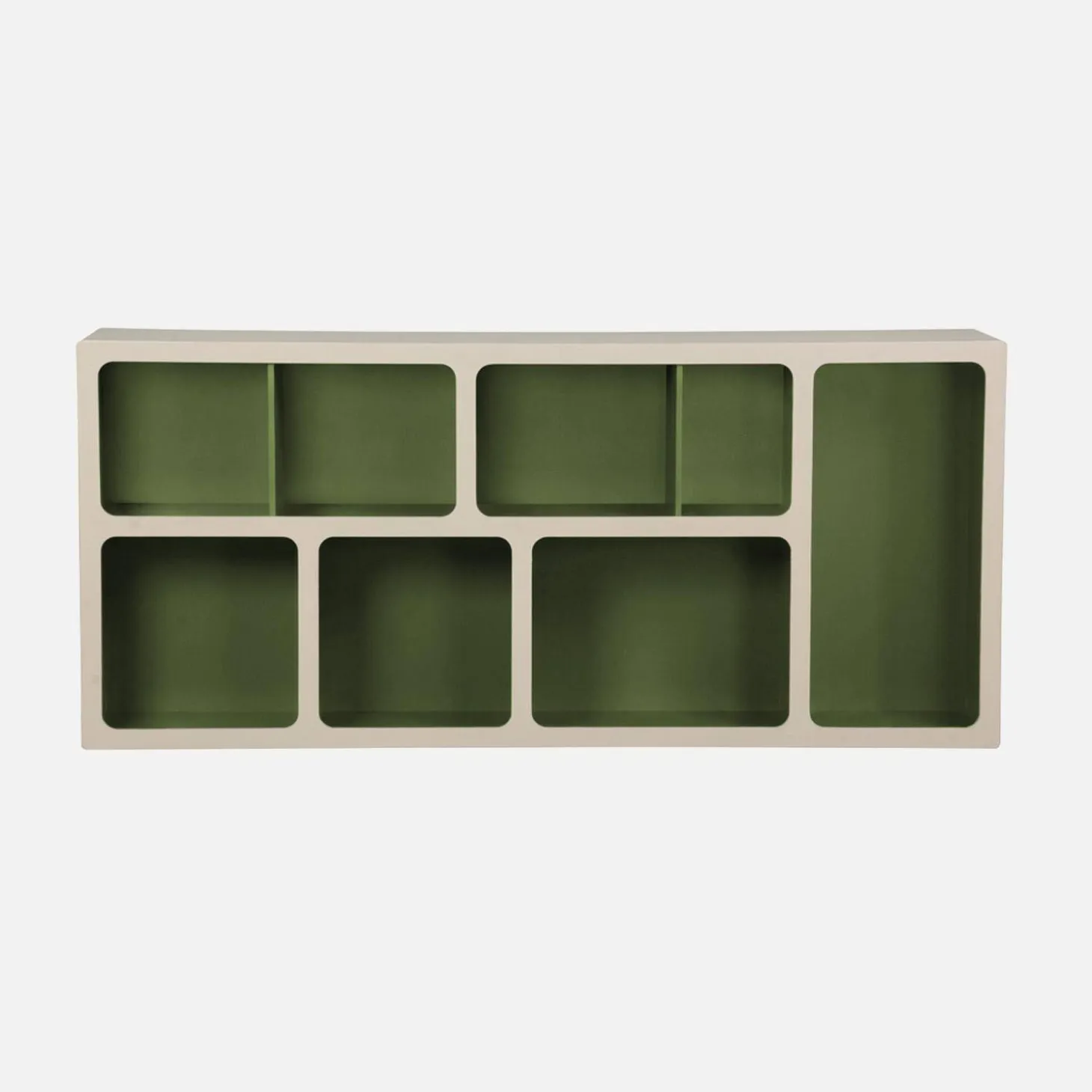 Organic bookshelf with two-tone wood decor 8 compartments