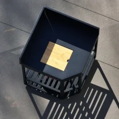 Outdoor kitchen corner module steel with ice bucket and wooden board L80cm