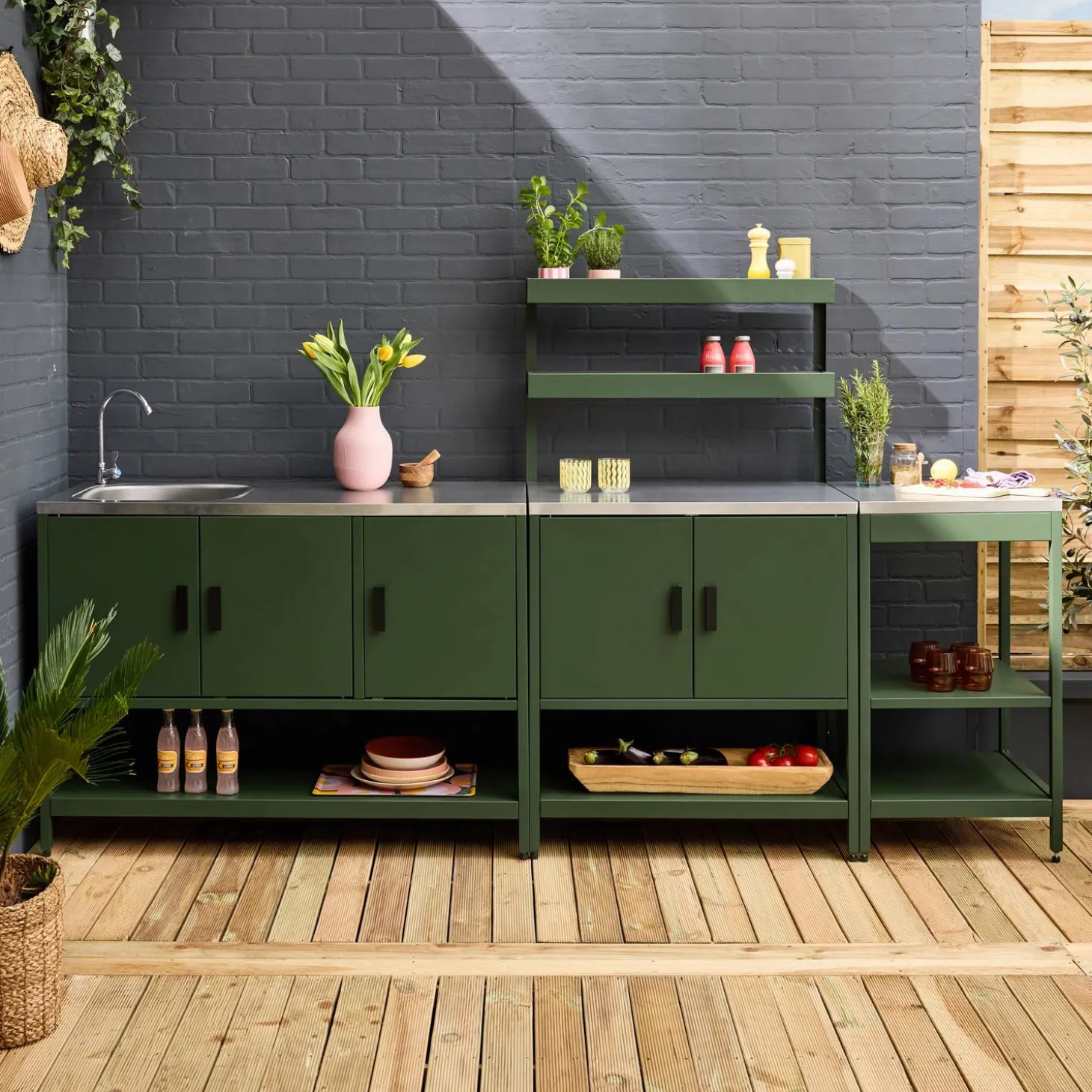 Outdoor kitchen 3 modules in stainless steel