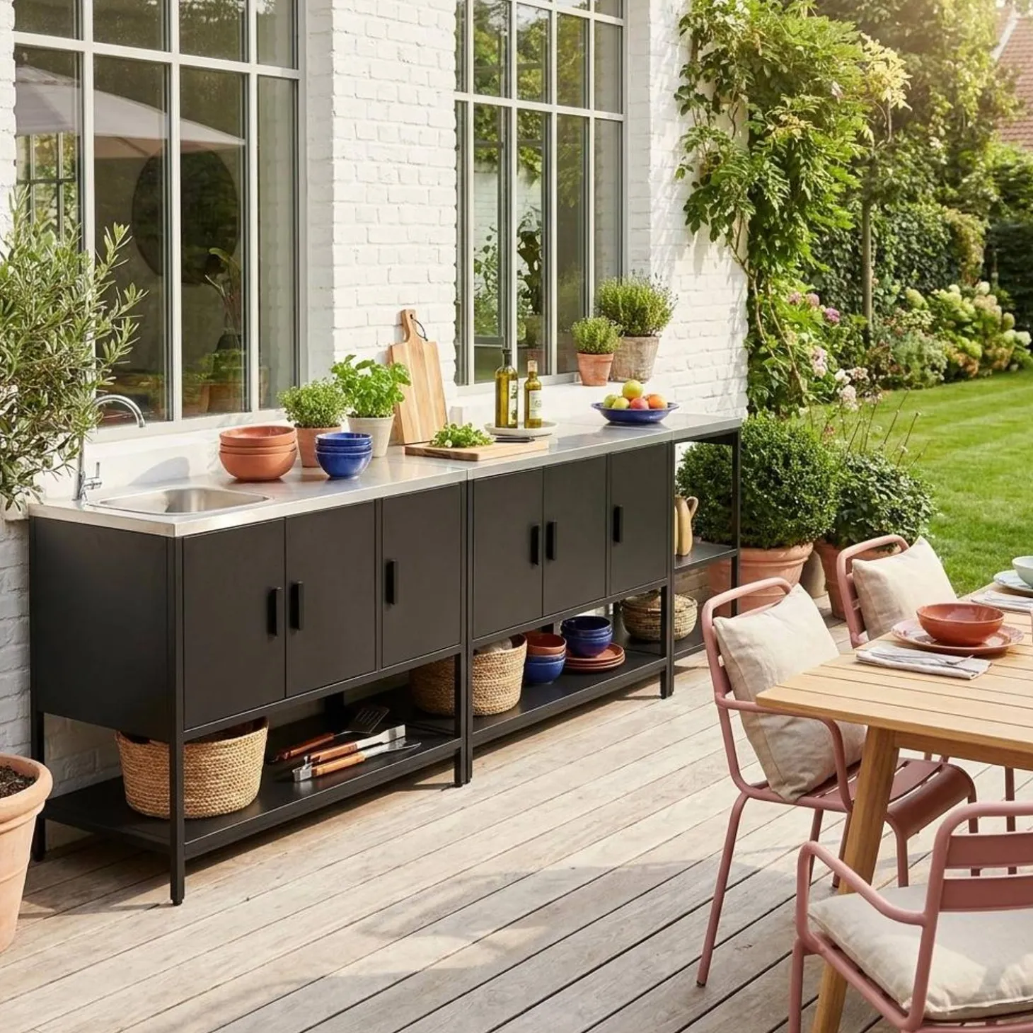 Outdoor kitchen 3 modules stainless steel