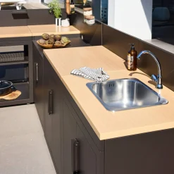 Outdoor kitchen 5 modules steel and wood decor