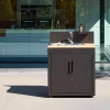 Outdoor kitchen steel and wood decor 1 sink 2 doors 1 hook L80cm