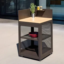 Outdoor kitchen steel and wood decor 1 shelf L60cm