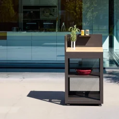 Outdoor kitchen steel and wood decor 1 shelf L60cm