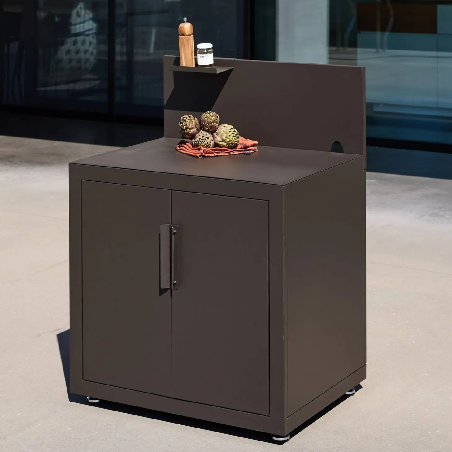 Outdoor kitchen steel 2 doors 1 hook L80cm