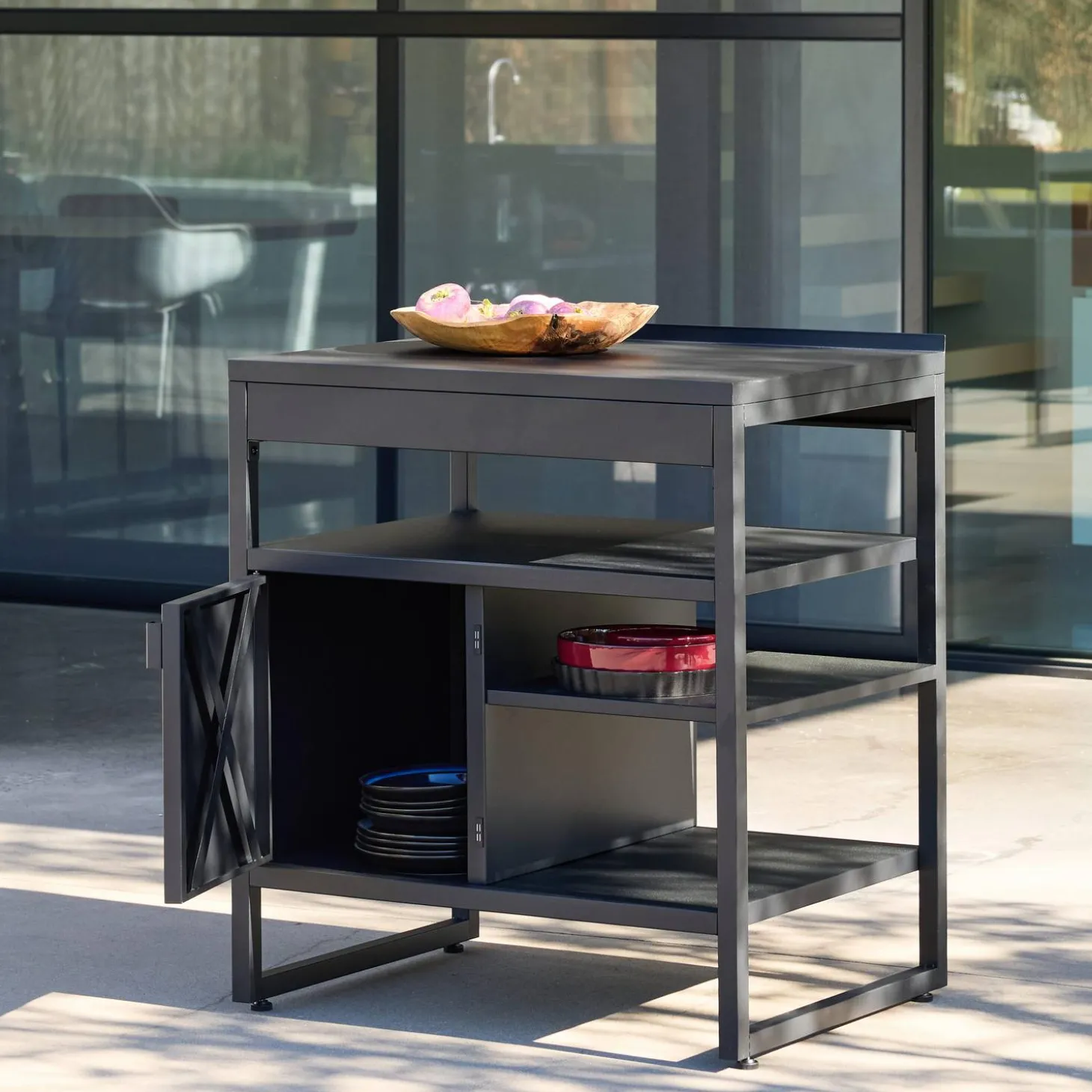 Outdoor kitchen steel 1 door 3 shelves L80cm