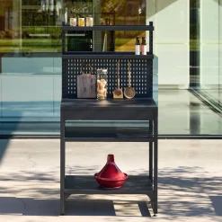 Outdoor kitchen steel 2 shelves 2 hanging shelves and pegboard L80cm
